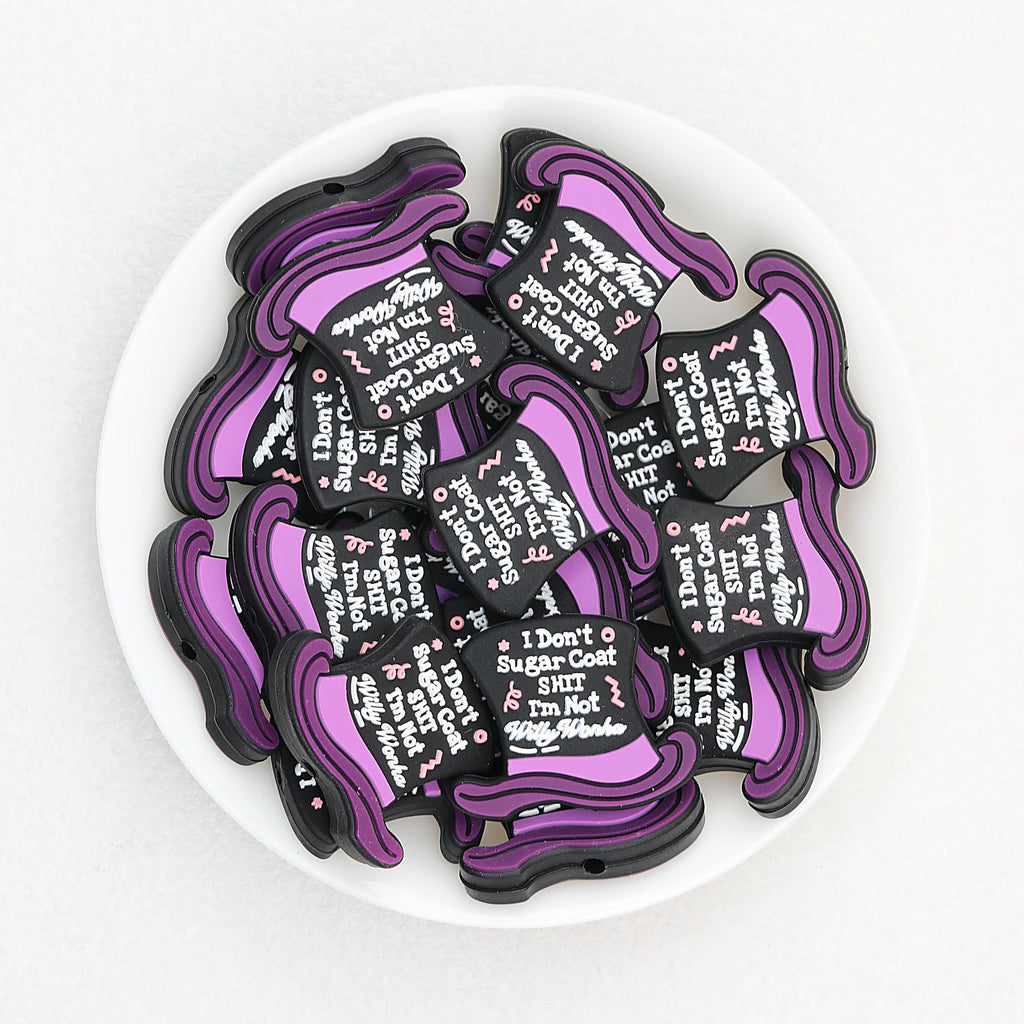 Halloween Witch Hat Silicone Focal Beads Purple Black 20pcs