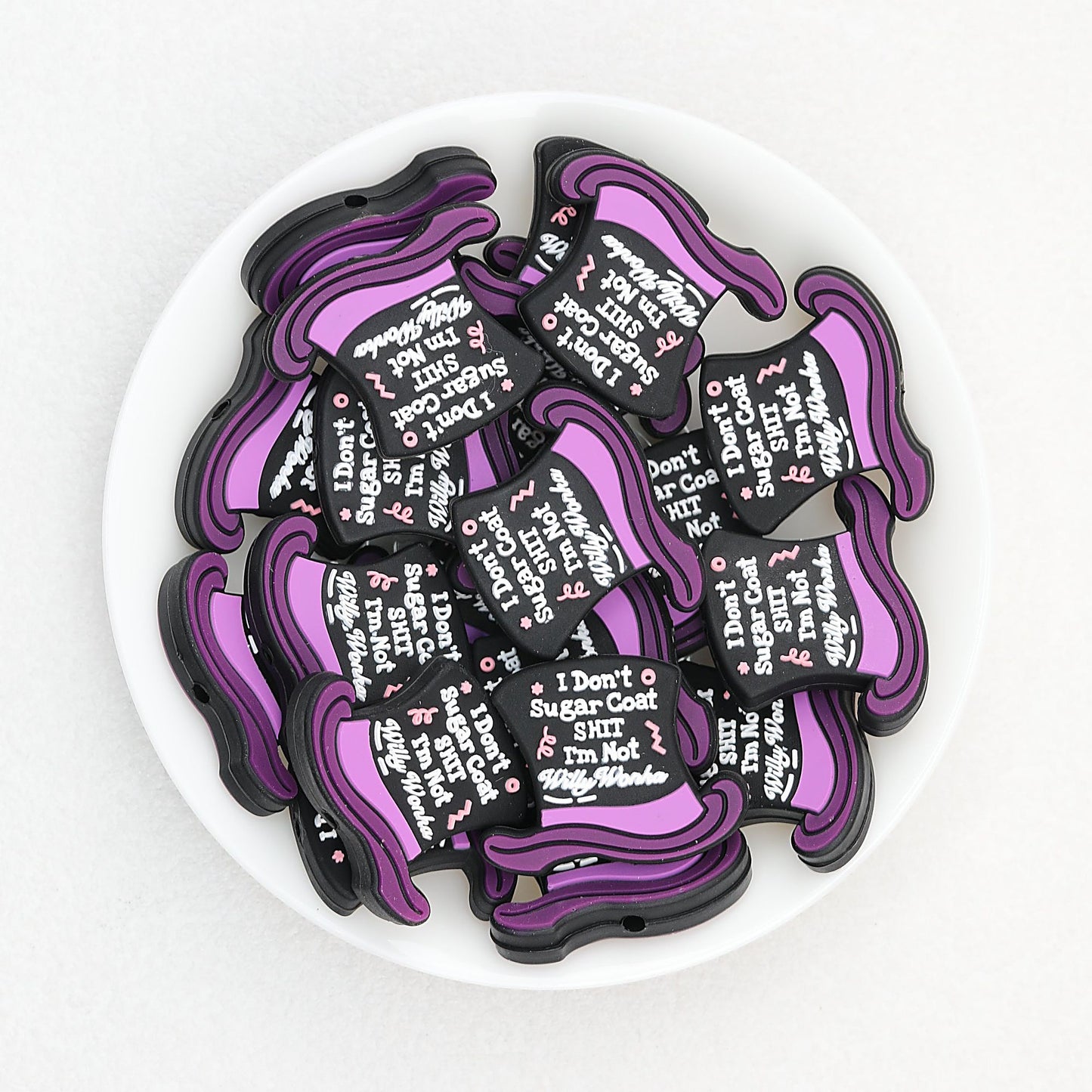 Halloween Witch Hat Silicone Focal Beads Purple Black 20pcs