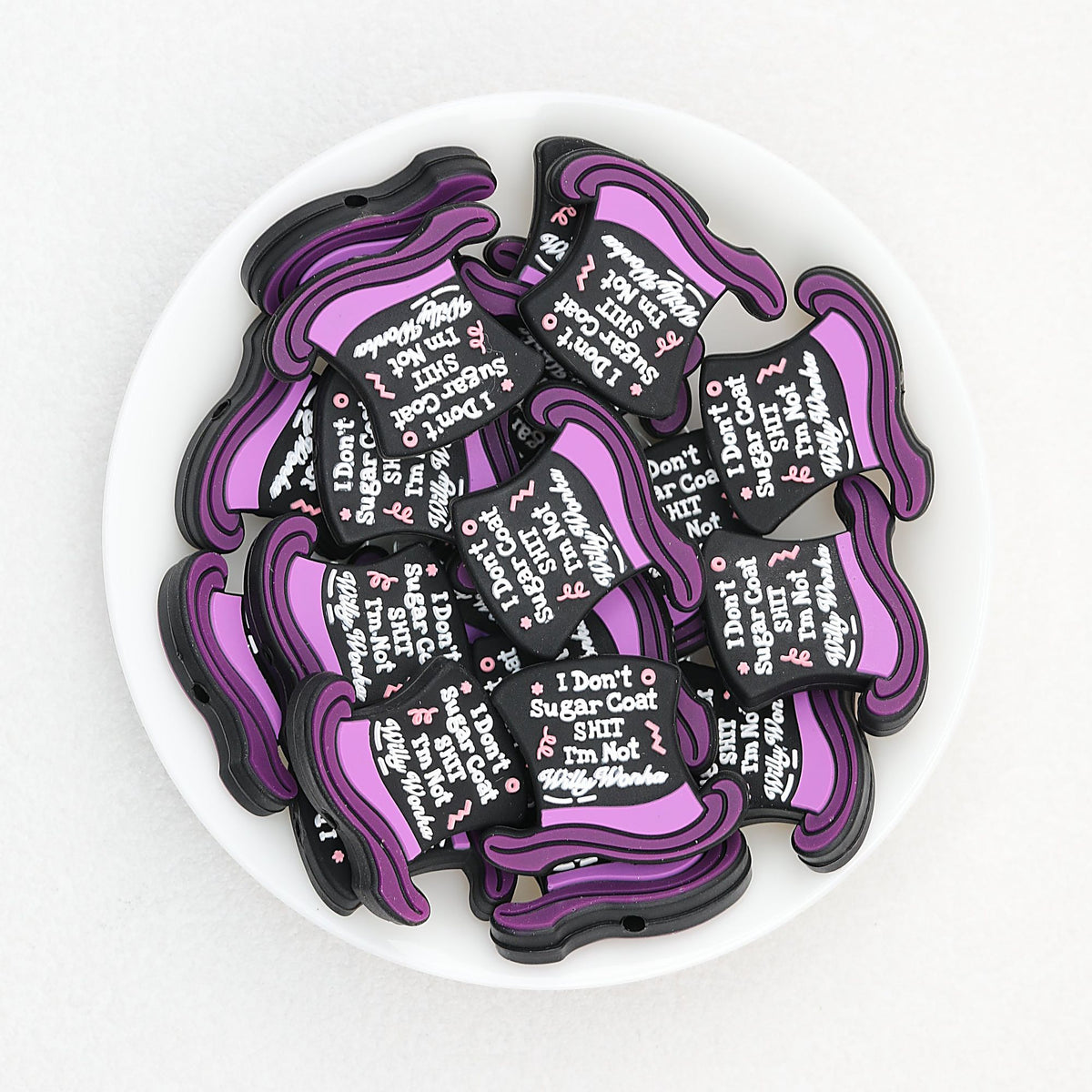 Halloween Witch Hat Silicone Focal Beads Purple Black 20pcs
