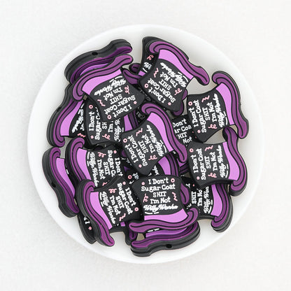 Halloween Witch Hat Silicone Focal Beads Purple Black 20pcs