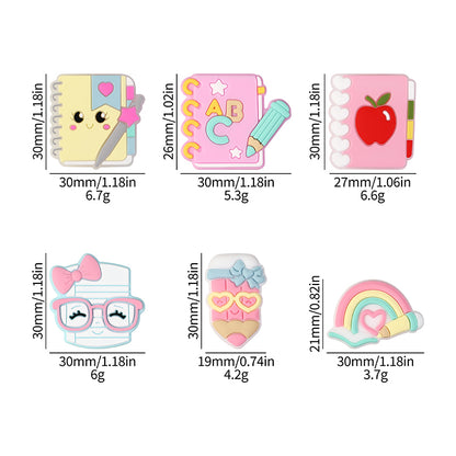 Silicone Focal Beads Learning Stationery ABC Pencil Rainbow 20pcs 10