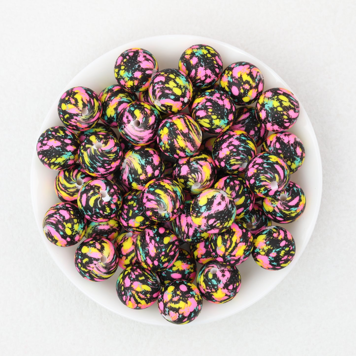 15mm Color Printed Round Silicone Beads 50pcs 3