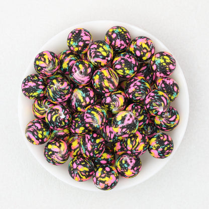 15mm Color Printed Round Silicone Beads 50pcs 3