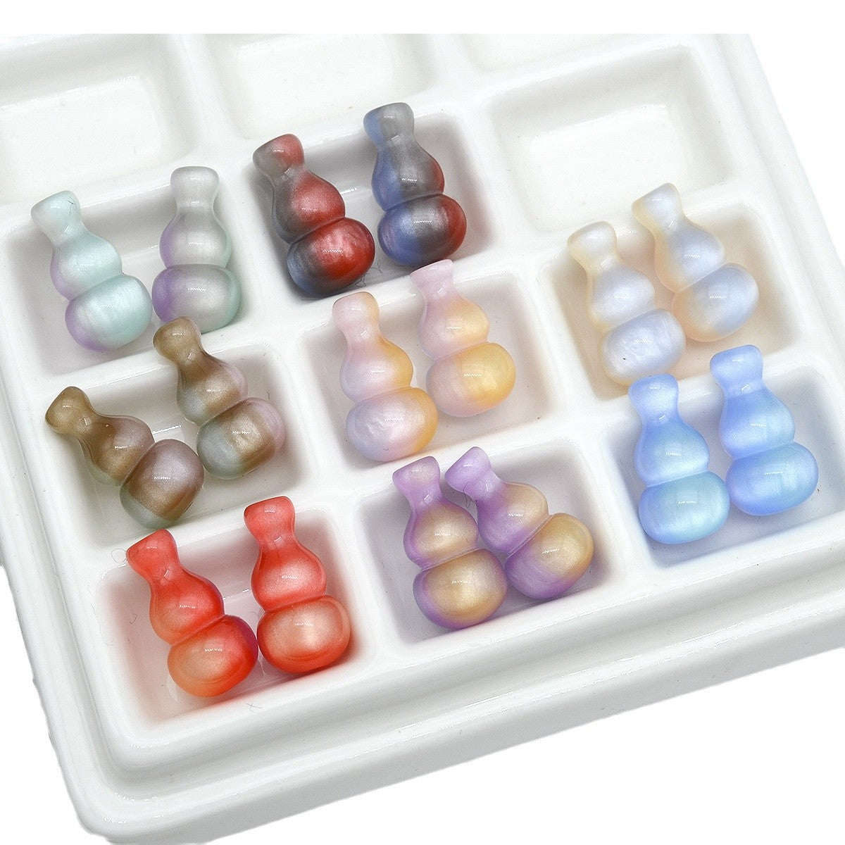 18mm Colorful Resin Gourd Shaped Beads Small Hole 10pcs 5