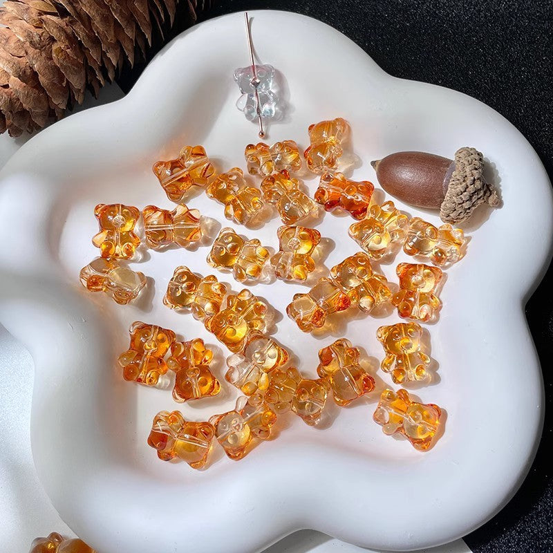 Bear Transparent Glass Beads 12mm 14mm Multicolor 50pcs 15