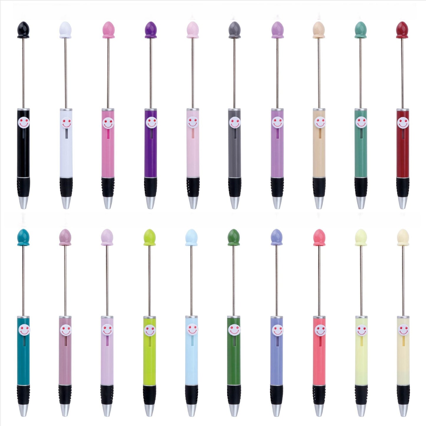 Beadable Pen Plastic Colorful Heart Top Black Ink 150mm