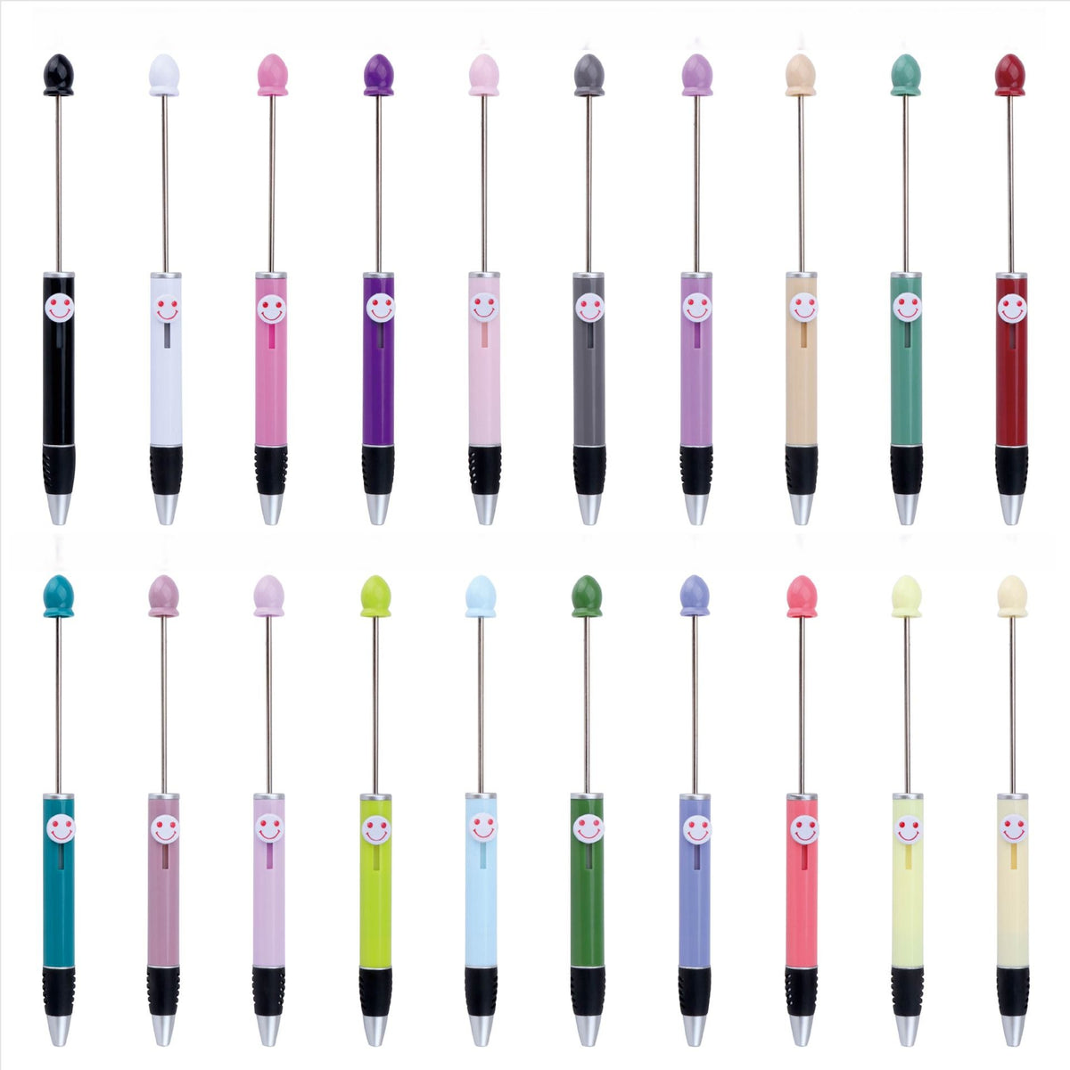 Beadable Pen Plastic Colorful Heart Top Black Ink 150mm