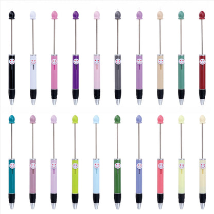 Beadable Pen Plastic Colorful Heart Top Black Ink 150mm