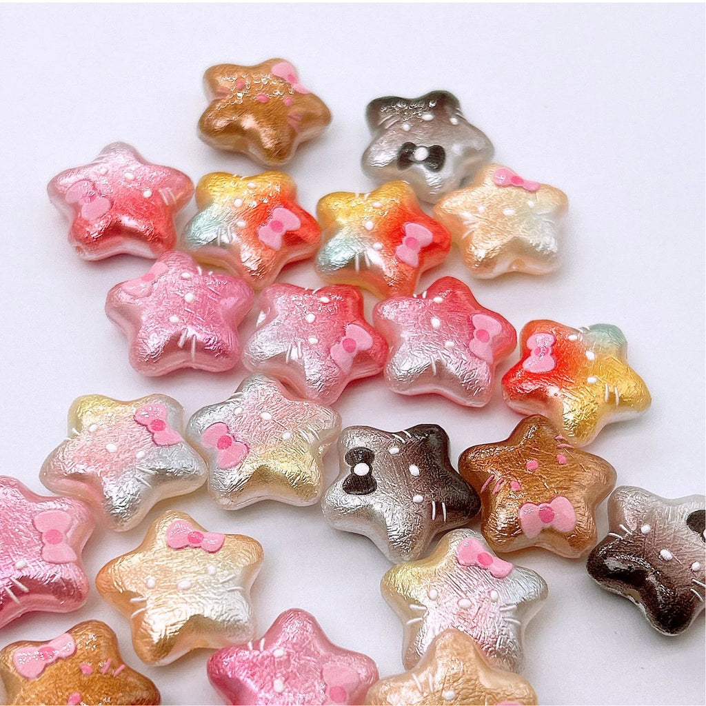 Wrinkle Texture KT Star Acrylic Beads 20mm Mixed 100pcs