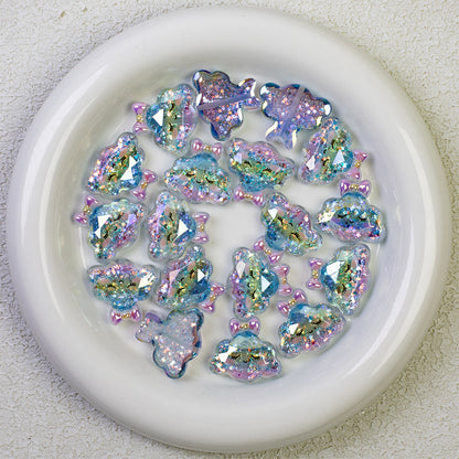 Glitter Bow Cloud Resin Beads 25mm Pastel Sparkle 10pcs 5