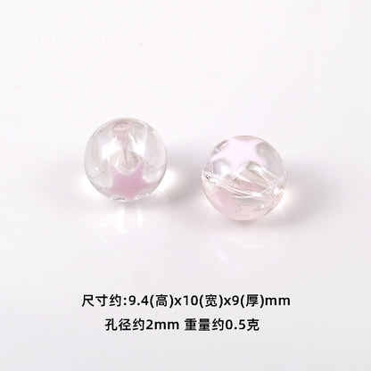 Star Pattern 10mm Acrylic Round Beads Shiny Surface 20pcs 16
