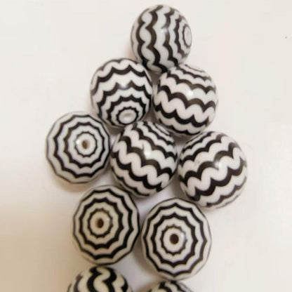 Halloween Black Spider Web Stripe Bubblegum Acrylic Beads 20mm 10pcs 3
