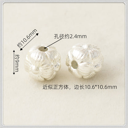 Flower Metal Beads Woven Antique Silver Tone 50pcs 4