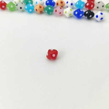 Lampwork Glass Beads Rhombus 12mm Jelly Color Polka Dot 8pcs 12
