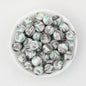 15mm Black and White Patterned Print Round Silicone Beads 50pcs 3