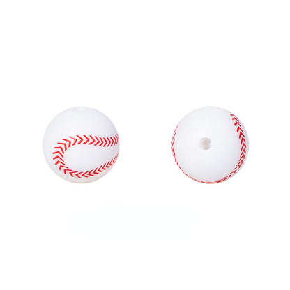 15mm Silicone Beads Sports Ball Printed Soccer Football Volleyball 10pcs 11