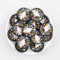 Ghost Floral Silicone Focal Beads Wholesale, Halloween Black Star Moon Pattern