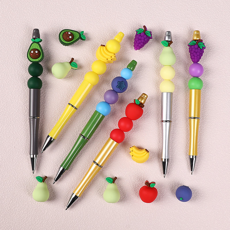 Silicone 3D Focal Beads Fruity Aroma Smiling Avocado Star Blueberry 20pcs 6