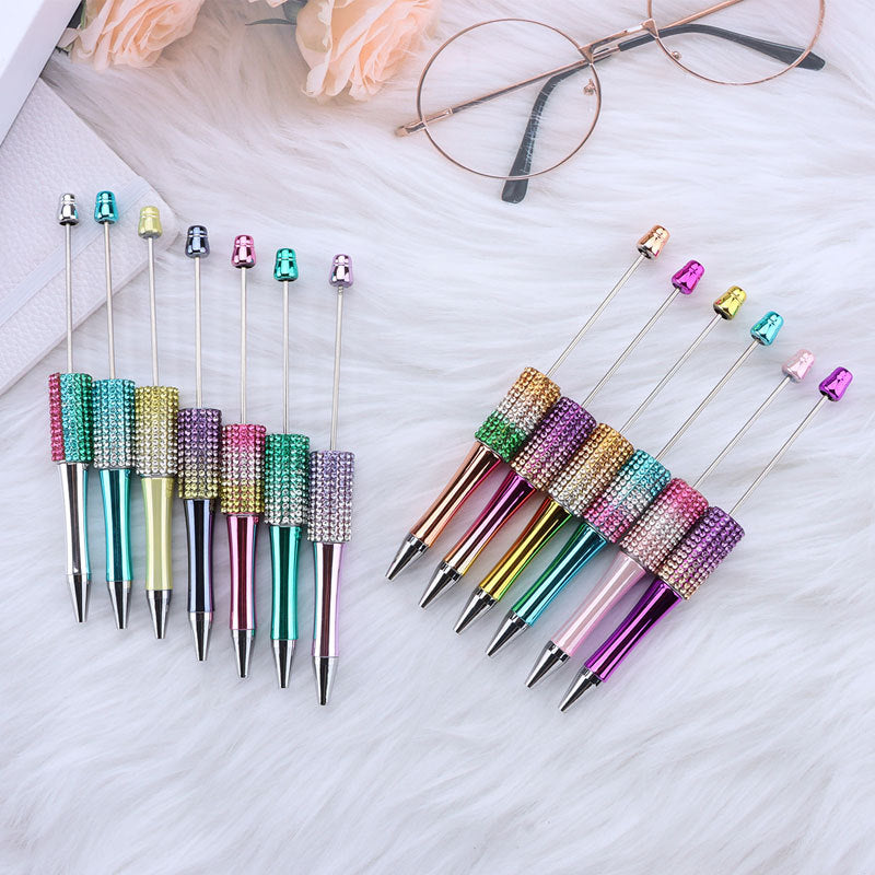 Beadable Pen with Rhinestone Grip and Decorative Cap Multiple Colors 3