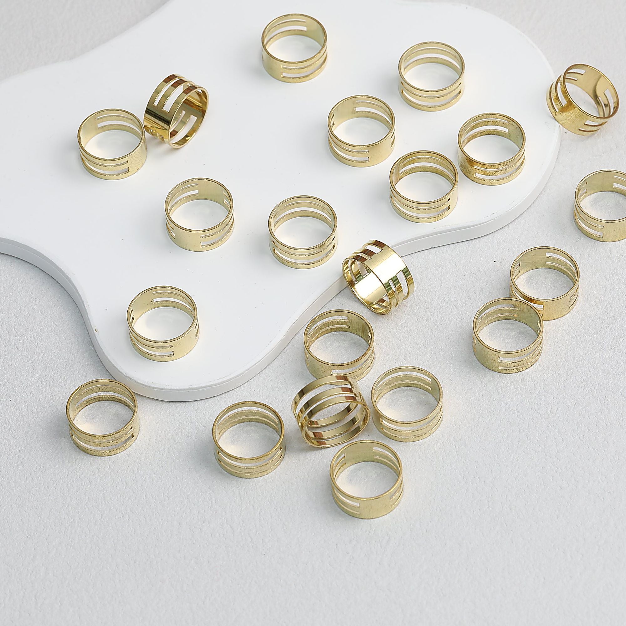 Brass Finger Rings Jump Ring Openers Geometric Cutouts 10pcs 18mm