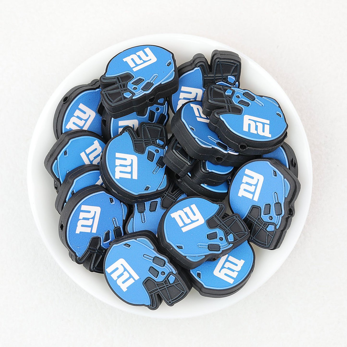 NFL Teams Helmet Silicone Focal Beads Printed Designs 20pcs - New York Giants