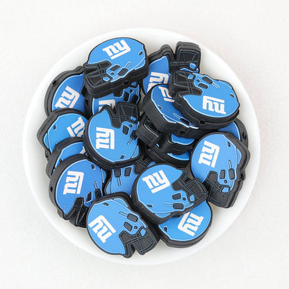 NFL Teams Helmet Silicone Focal Beads Printed Designs 20pcs - New York Giants