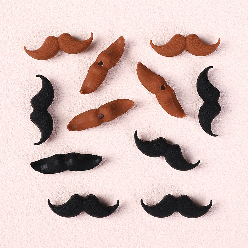 Silicone Focal Beads Beard Handlebar Mustache Textured Curved 20pcs 10