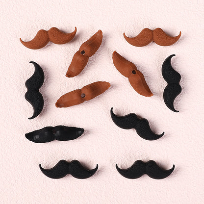 Silicone Focal Beads Beard Handlebar Mustache Textured Curved 20pcs 10