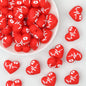 3D Red Heart Shape Silicone Focal Beads with ECG Design 20pcs