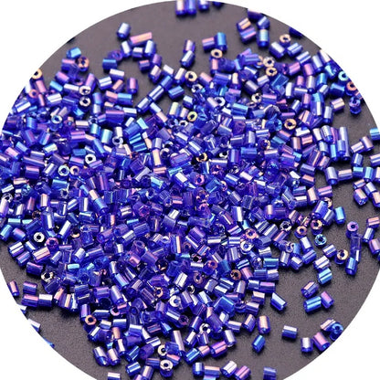 Iridescent Seed Bugle Glass Beads 3mm Mixed Colors 3000pcs 13