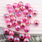 Plating Round Acrylic Beads 16mm UV Barbie Letter Printed 20pcs 7