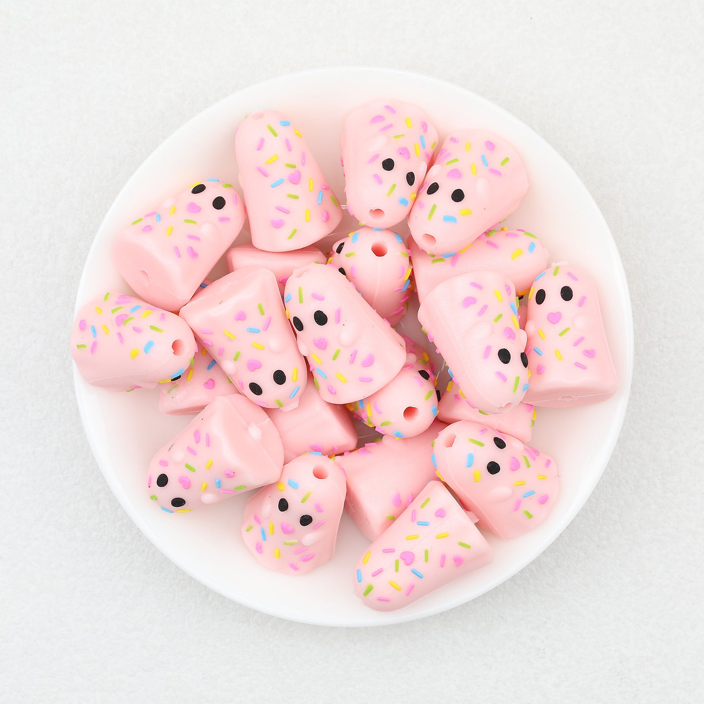 3D Halloween Glitter Sugar Crush Ghost Silicone Focal Beads 20pcs 4