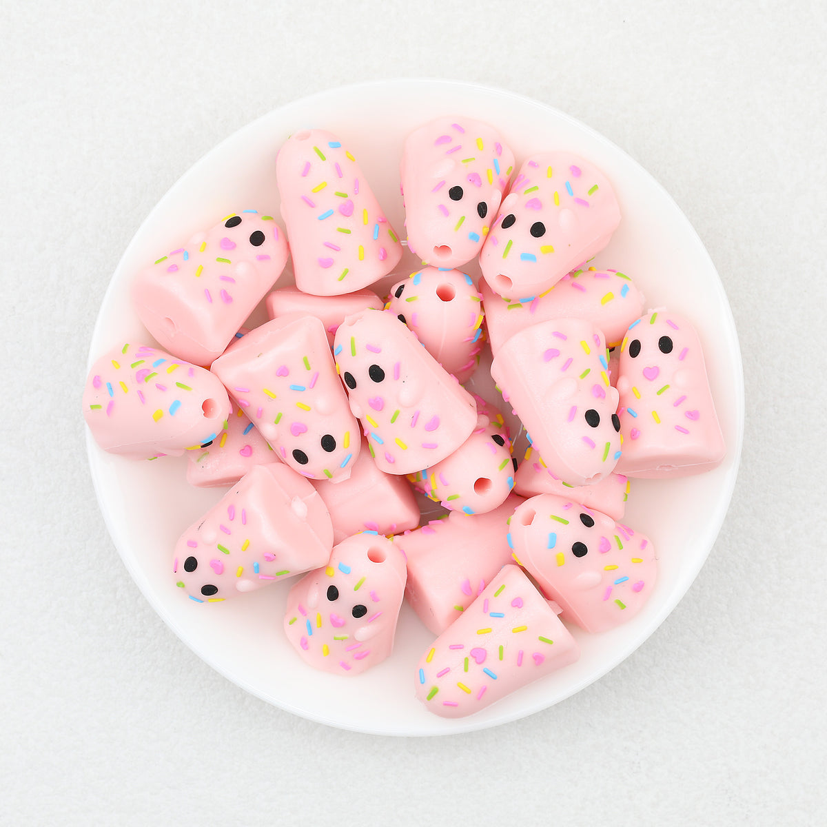 3D Halloween Glitter Sugar Crush Ghost Silicone Focal Beads 20pcs 4
