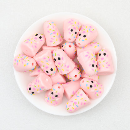 3D Halloween Glitter Sugar Crush Ghost Silicone Focal Beads 20pcs 4