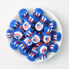 3D Patriotic Top Hat Gnome US Independence Day Silicone Focal Beads 20pcs
