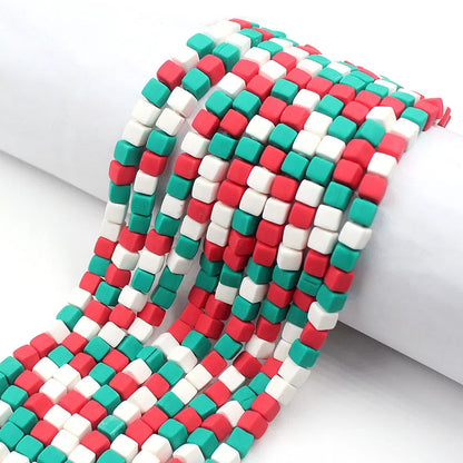 Cube Clay Beads 6mm Solid Color Polymer Matte Finish 10strands 30