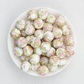 Floral Pattern 15mm Silicone Beads Light Color Printed Design 50pcs - Impatiens