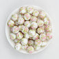 Floral Pattern 15mm Silicone Beads Light Color Printed Design 50pcs - Impatiens