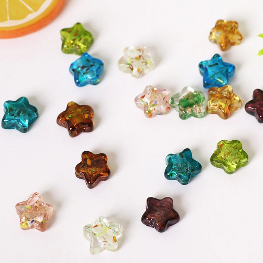 Lampwork Glass Beads Star 15mm Vintage Foil Filled 50pcs