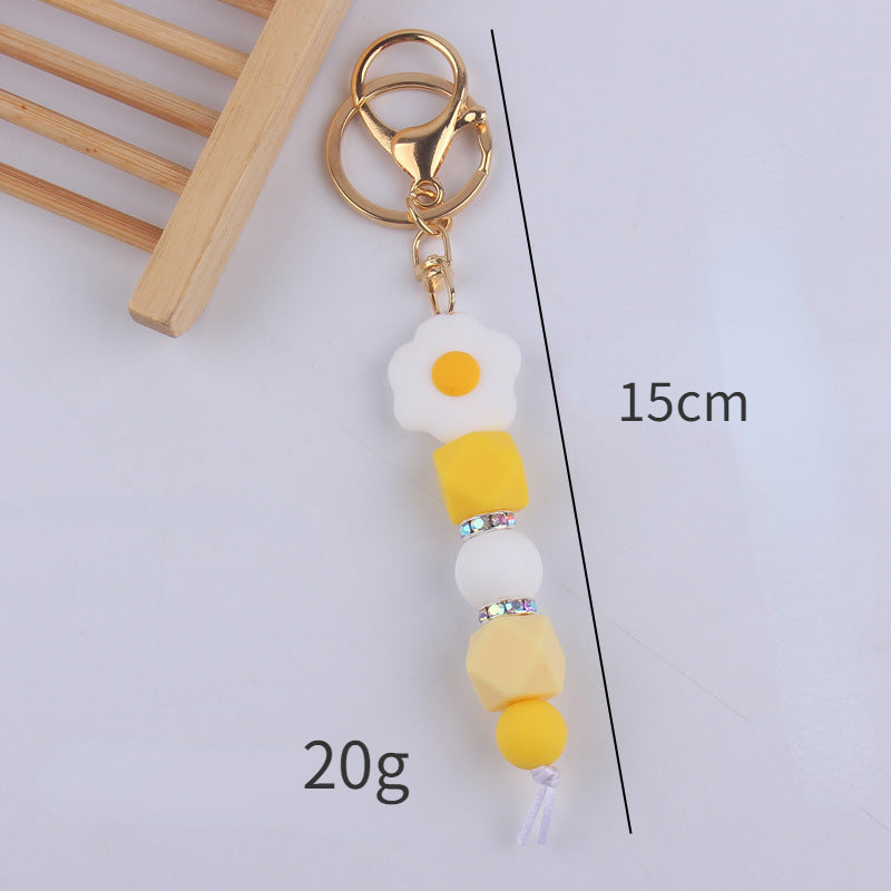 Cartoon Fruit Silicone Bead Keychain Fun Vibrant Colors 5