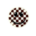Silicone Focal Beads Smiley Face White Brown Checkered Pattern 20pcs