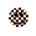 Silicone Focal Beads Smiley Face White Brown Checkered Pattern 20pcs