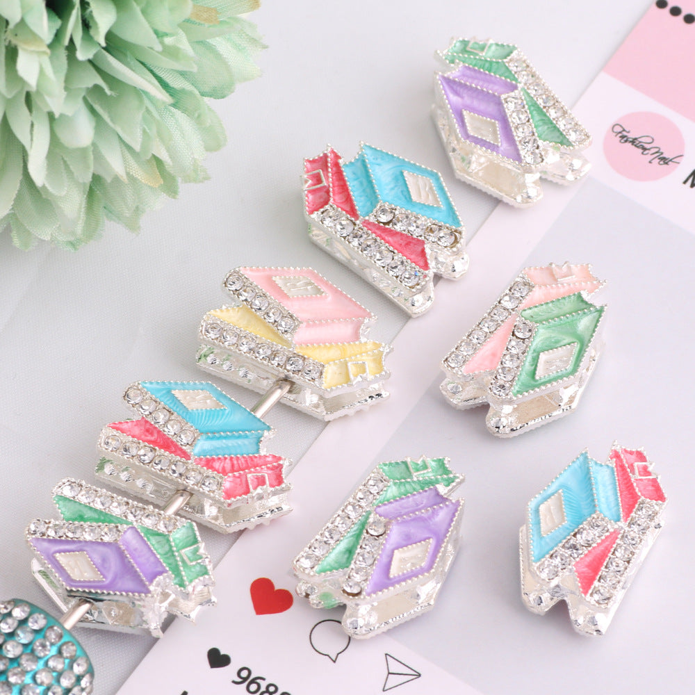 Alloy Rhinestone Stack of Books Beads 23mm 3pcs 3