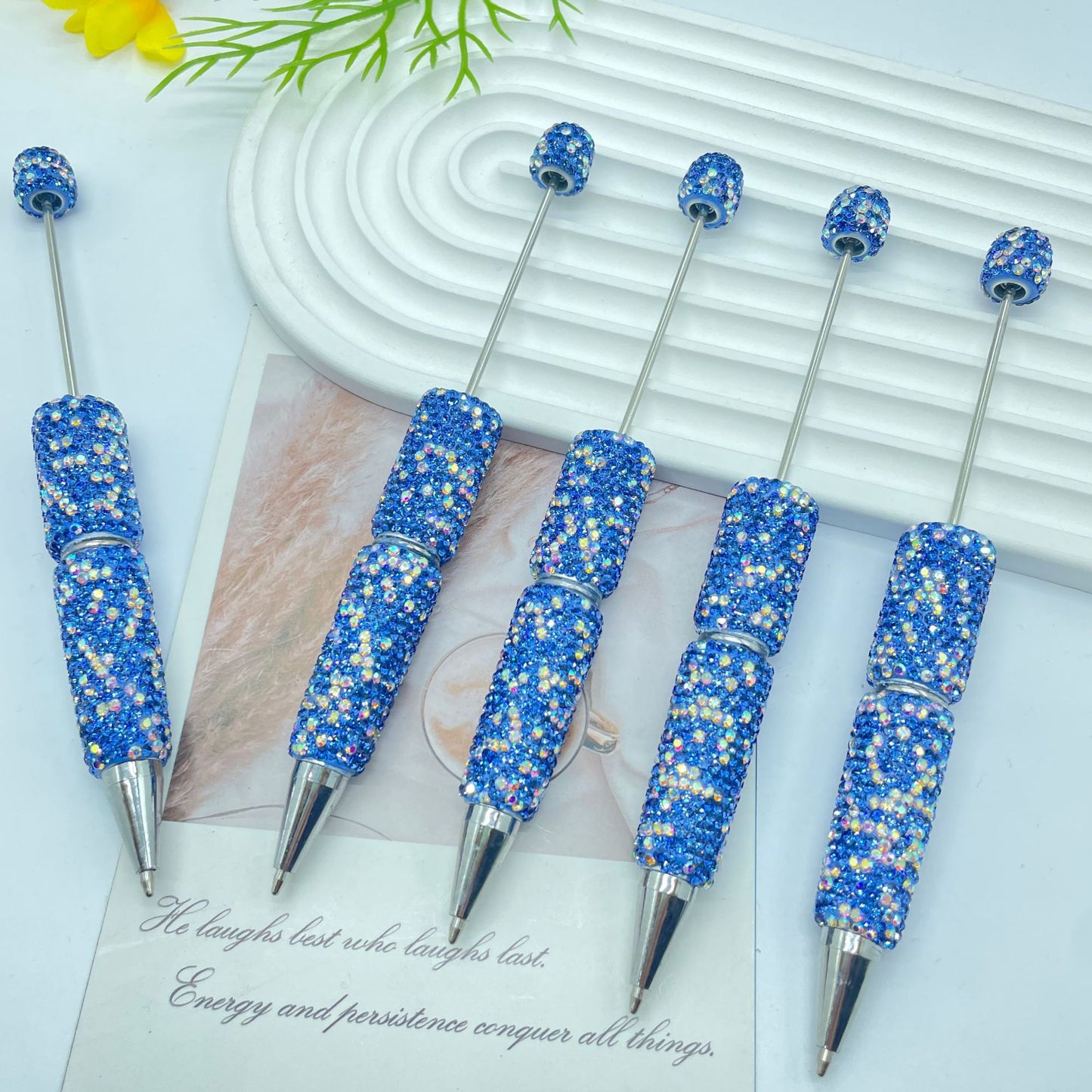 Beadable Pen Full Rhinestone Shimmering Lotus Purple Ballpoint 12