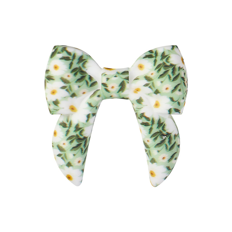 10pcs 3D Bow Printed Silicone Focal Beads