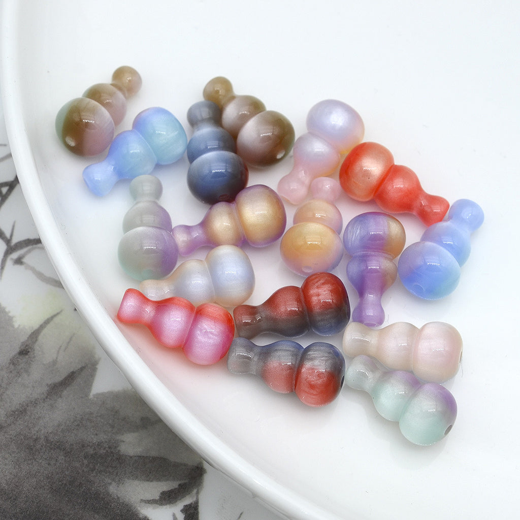 18mm Colorful Resin Gourd Shaped Beads Small Hole 10pcs 3