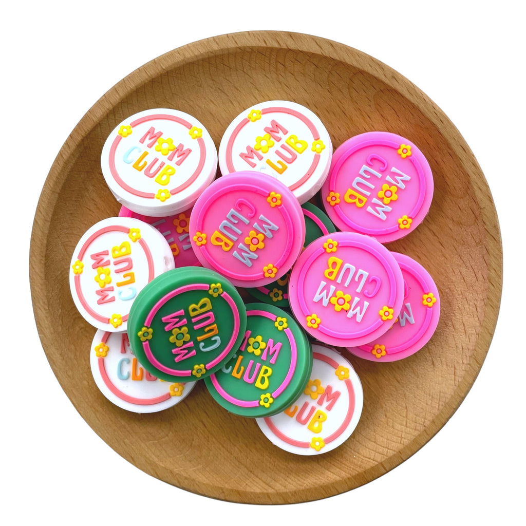 Silicone Focal Beads Mom Club Floral Circle Pastels 20pcs 2