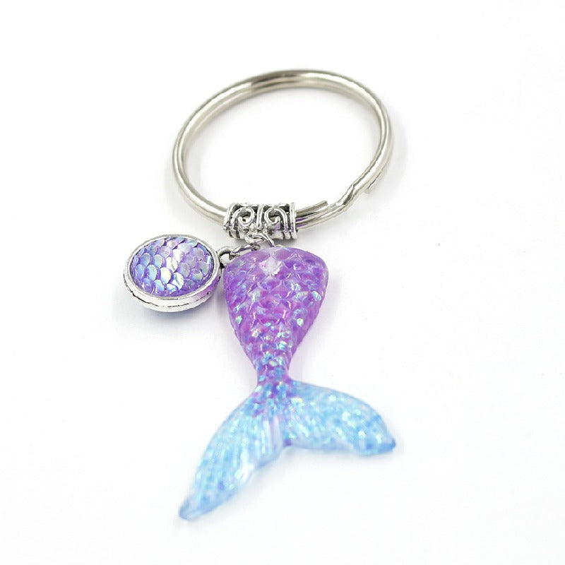 Stainless Steel Gradient Fishtail Animal Keychain Shimmering Scales 5
