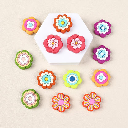 Silicone Focal Beads Bohemian Seven Flowers Layered Petal Design 20pcs 2