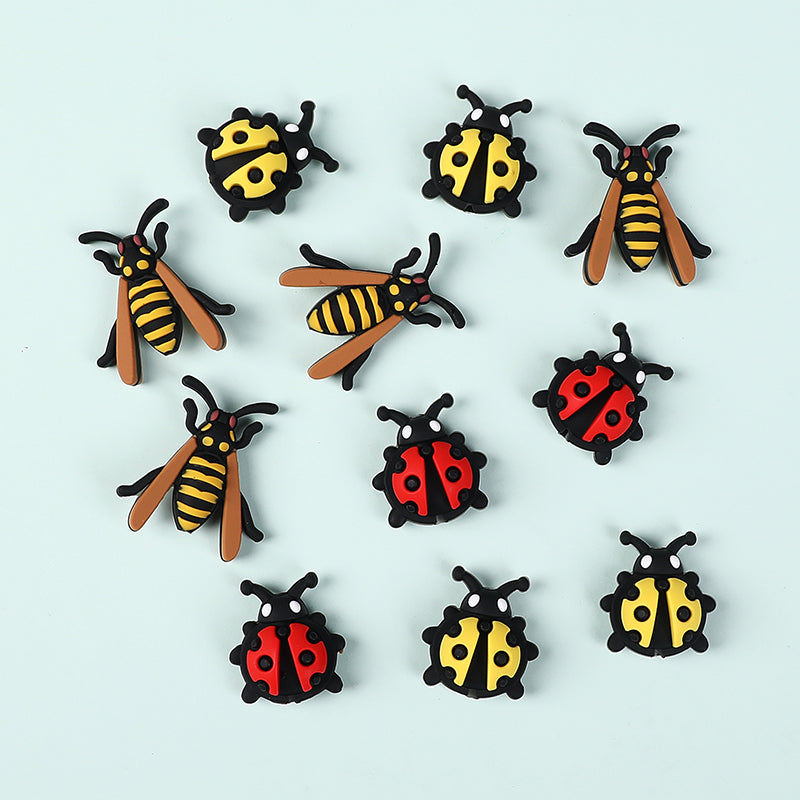 Silicone 3D Focal Beads Ladybug Wasp Insect Detailed Wings and Antennae 20pcs 3
